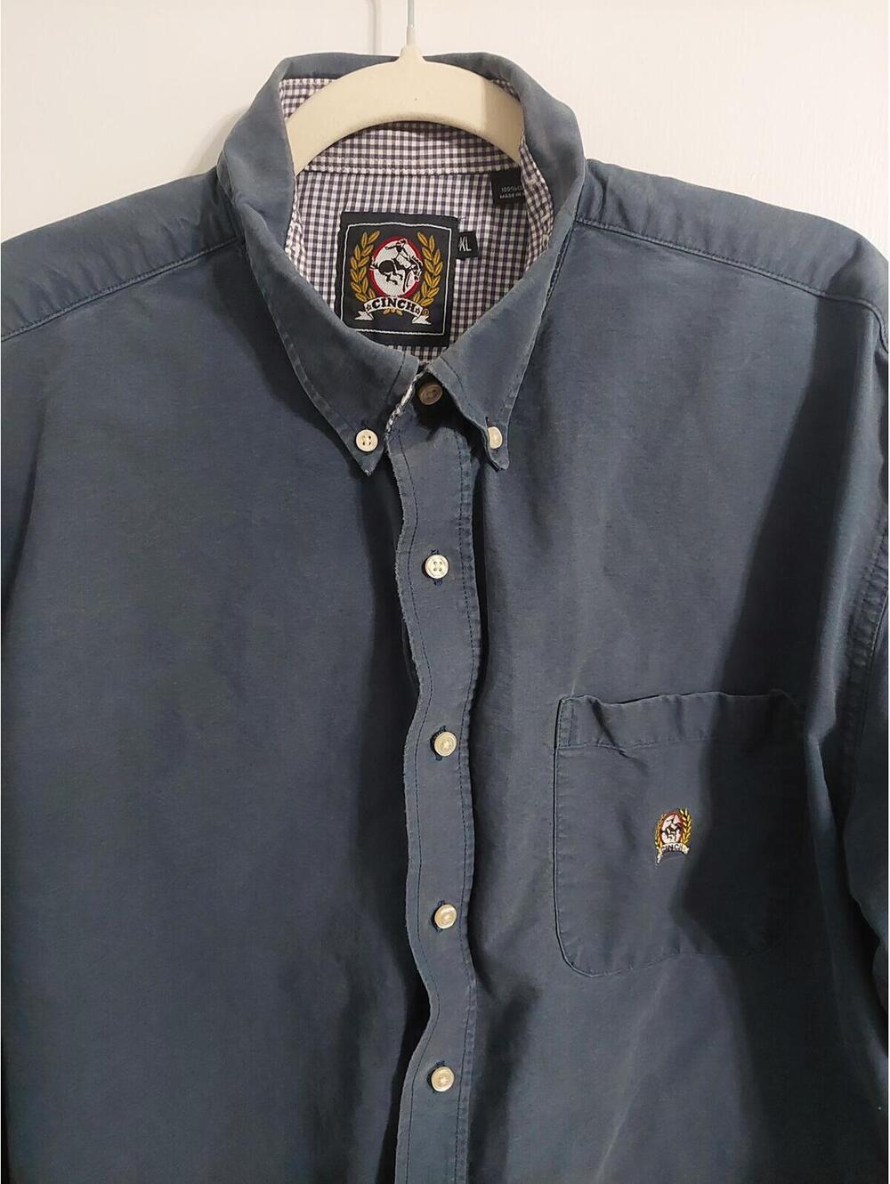 Cinch Men's Long Sleeve Button-Down Shirt Blue Size Large